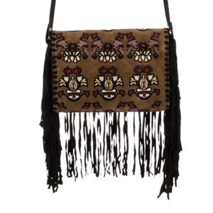 SALE Isabel Marant Suede Purse Crossbody or Shoulder Fringe Embroidered